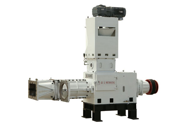 Vertical single screw vacuum extruder